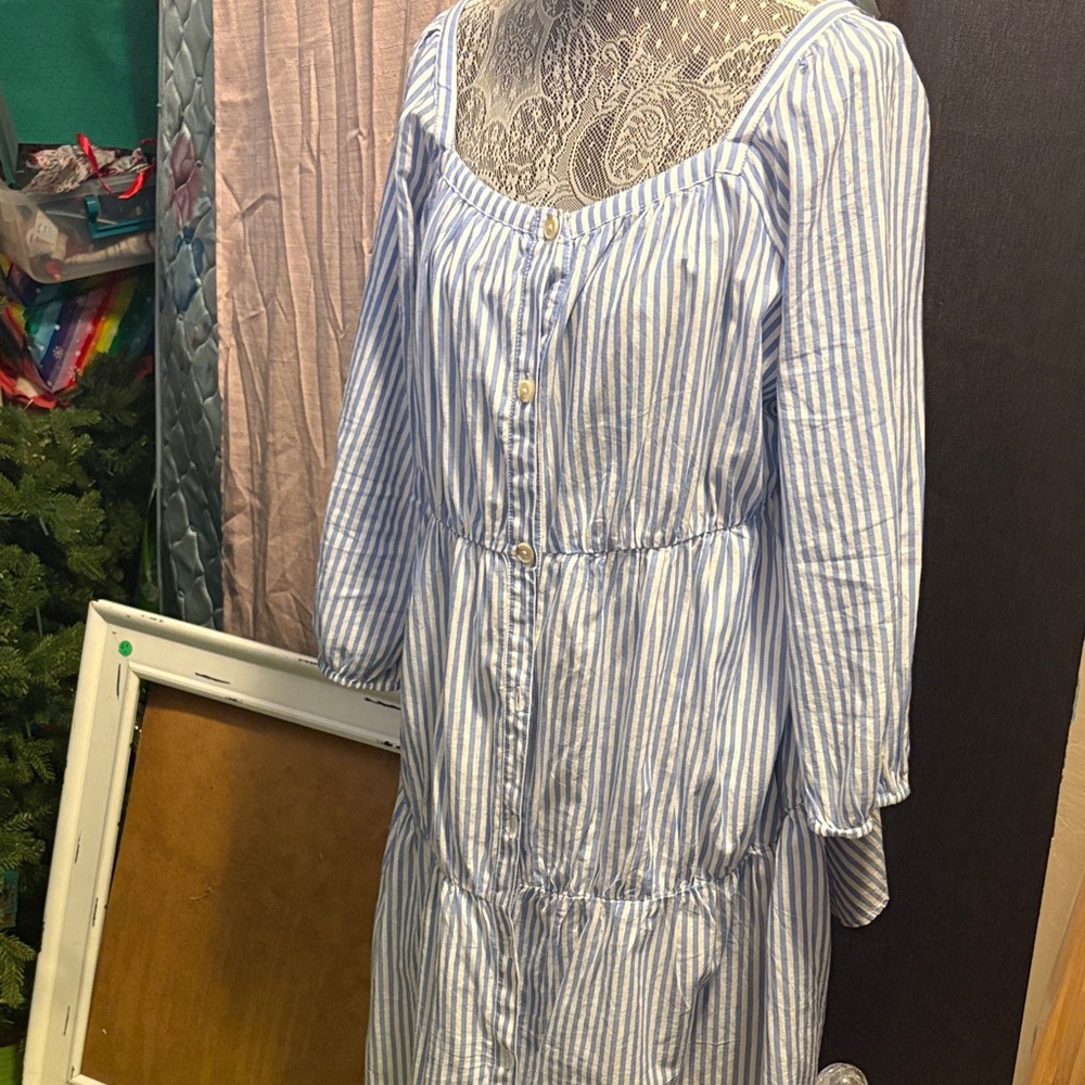 beachlunchlounge Blue and White Striped Dress